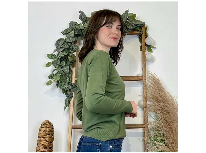 Y372- Pull FIN sans laine «Voggo» (T36-T48) (kaki)