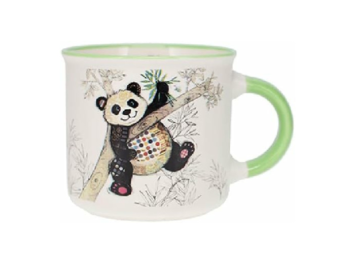 Kiub Mini mug timbale expresso avec des animaux - motif panda dans son bambou - Hauteur 6,5CM - porcelaine fine