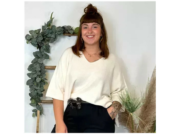 Z125- Pull loose Crop-Top (Gt) 🇮🇹 (ecru)