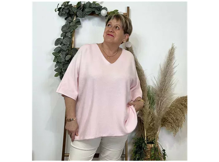 Z125- Pull loose Crop-Top (Gt) 🇮🇹 (rose pâle)