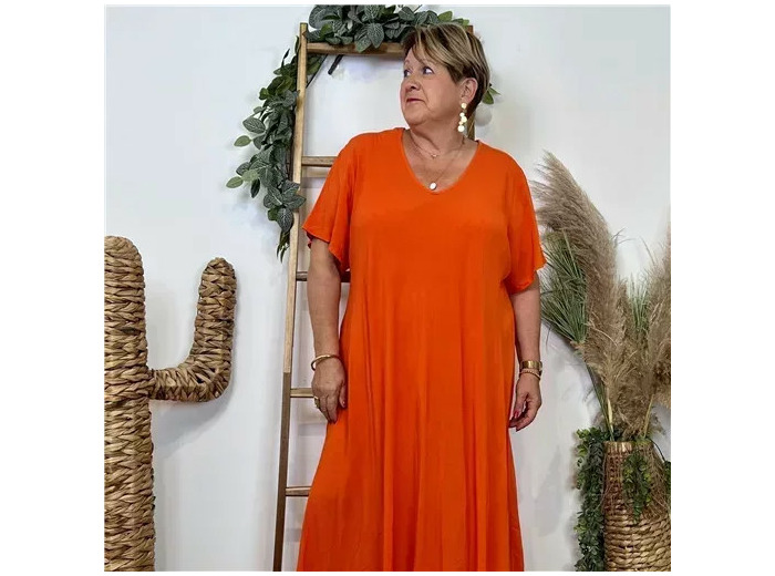 Z308- Robe longue Fluide 🇮🇹 (orange)