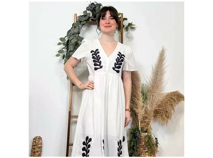 K370- Robe Bohême "By One" (T36-T40) (blanc)