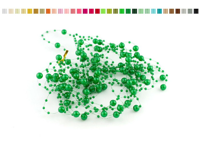 Lot de 5 guirlandes de perles de 1,30m de long chacune vert