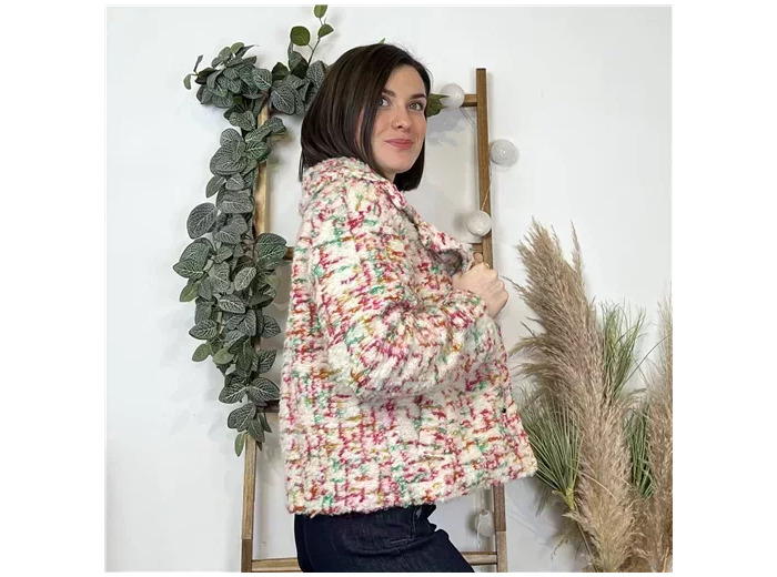 K681- Veste Laine Chiné (Tu)  🇮🇹 (ecru)