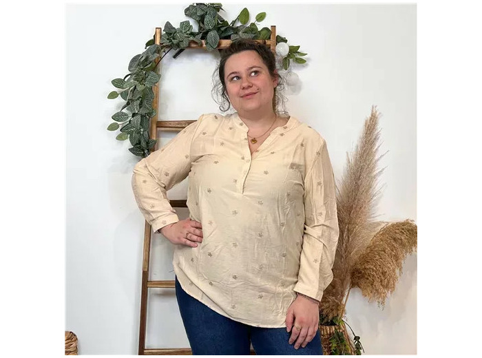 Z772- Blouse brodée Christy (T44-T52) (beige)