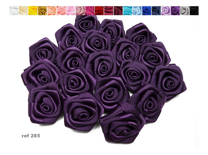 Sachet de 10 roses satin de 3 cm de diametre prune 285