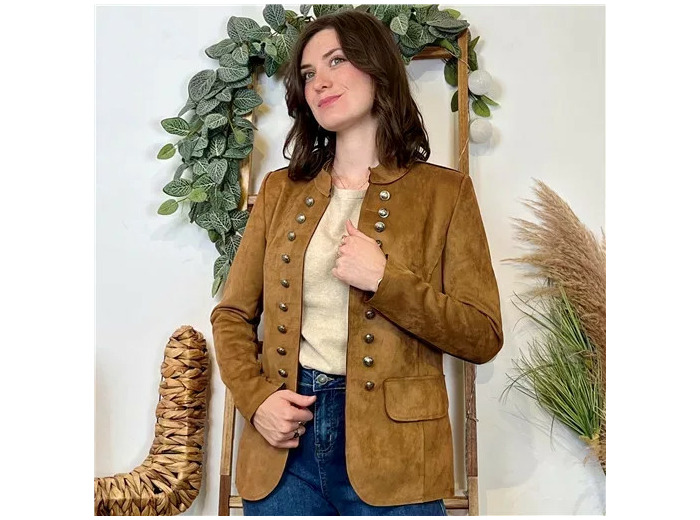 K068- Blazer Suédine Officier (T36-T44) 🇮🇹 (camel)