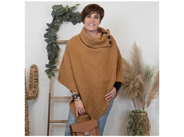 M455- Poncho Bouclette (Tu) (camel)