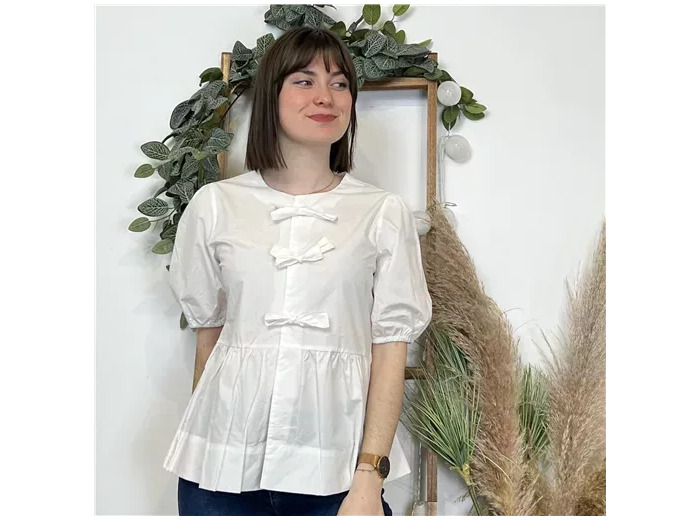 K488- Blouse «By One» Noeuds (T36-T40) (blanc)
