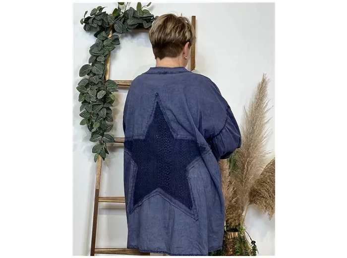 K371- Chemise Loose étoilée ⭐ (Gt) (marine)
