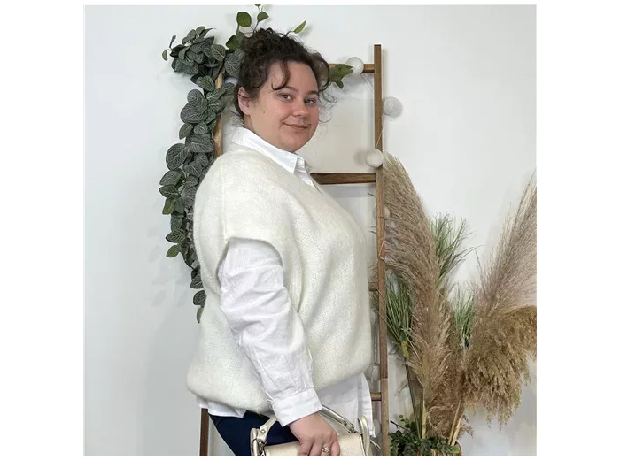 K523- Pull Mohair (Tu) 🇮🇹 (ecru)