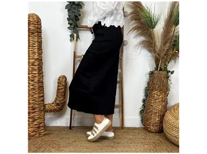 L739- Jupe en jean longue (T36-T44) (noir)