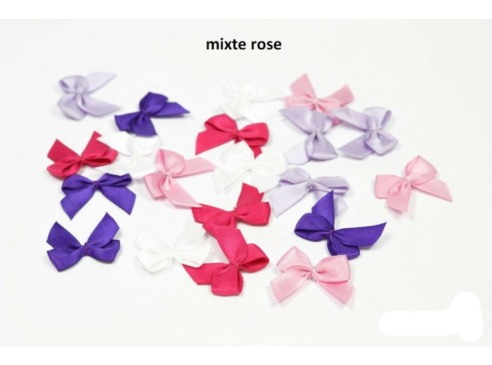 sachet de 20 nœuds en satin de belle qualite mixte rose
