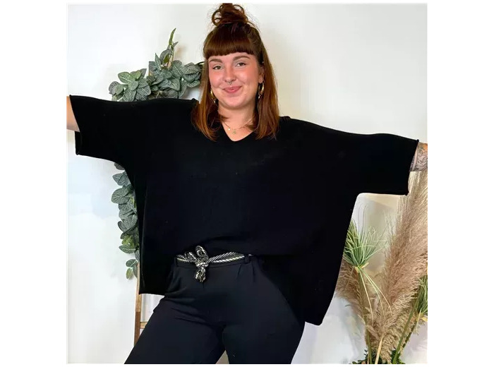 K361- Pull loose Crop-Top (Gt) 🇮🇹 (noir)