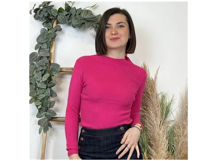 K657- Sous-Pull Col Cheminée (Tu) (fuchsia)