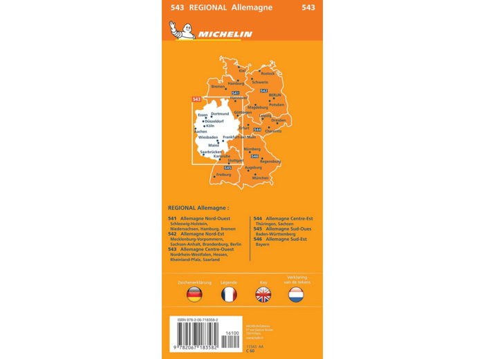 CARTE REGIONALE ALLEMAGNE CENTRE-OUEST