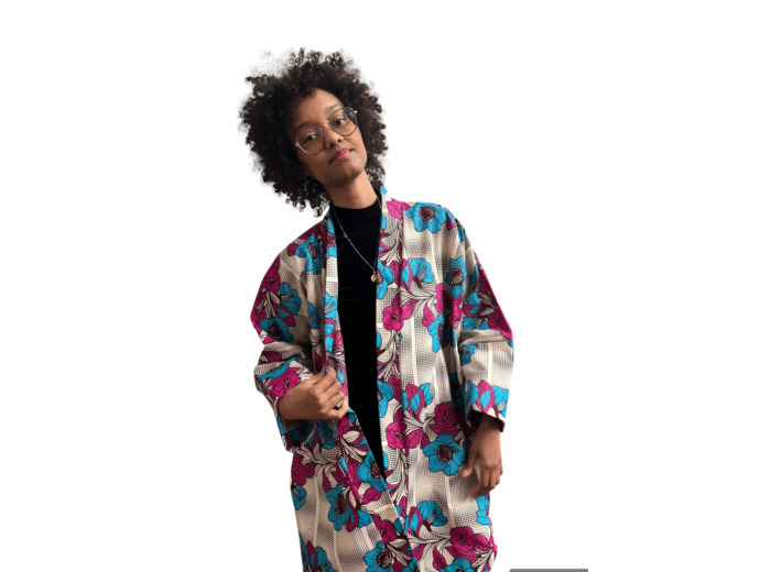 KIMONE EN WAX FLEURI POUR FEMME