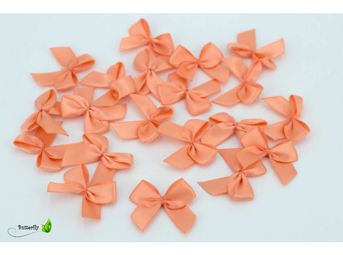 sachet de 20 nœuds en satin de belle qualite peche