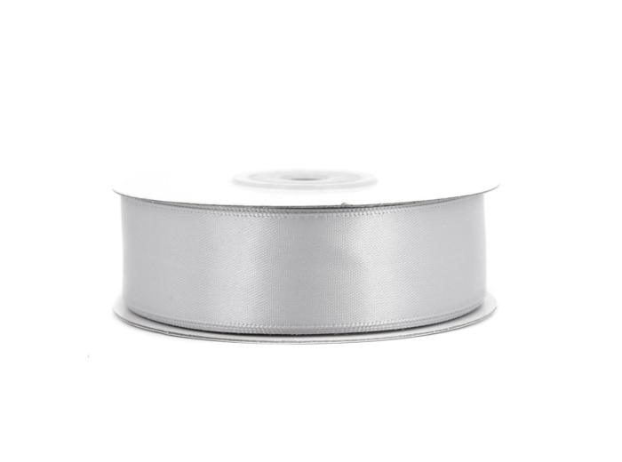Ruban satin double face 25 mm de large 20 metres de long Gris clair