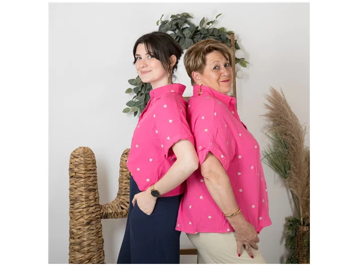K169- Chemise coton By One (T40-T48) ❤️‍🔥 (fuchsia)