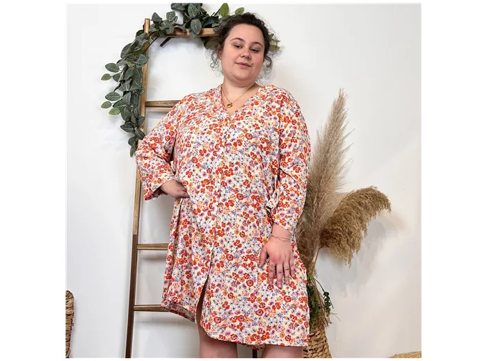 K480- Robe chemise "Coline" (orange)