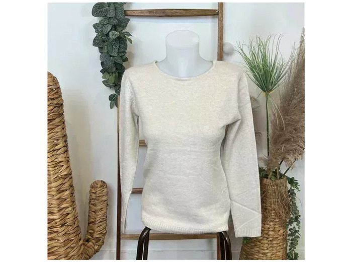 Y252- Pull Laine Cachemire "Tricotonic" (les T38&42) (beige)