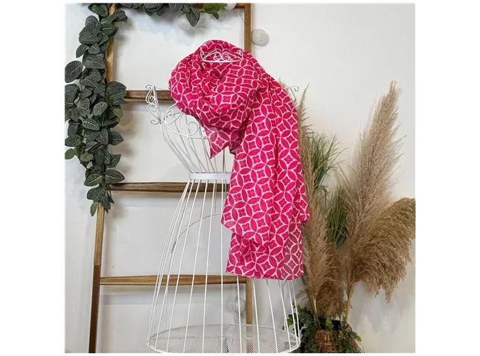 Y513- Foulard imprimé Rosace coton (fuchsia)