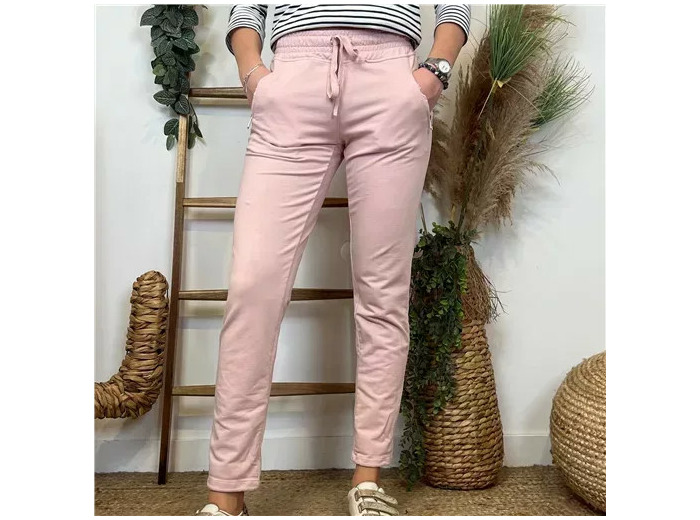 L756- Jogg 2 poches zippées 🇮🇹 (rose pâle)