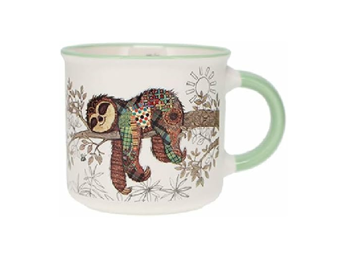 Kiub Mini mug timbale expresso avec des animaux - motif paresseux allongé sur sa branche - Hauteur 6,5CM - porcelaine fine