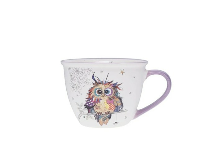 KIUB Bol timbale avec une anse - Motif jeune chouette des bois- matière porcelaine fine - contenance 550ML