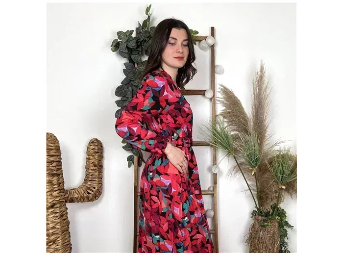 L637- Robe longue By One (T36-T40) (rouge)
