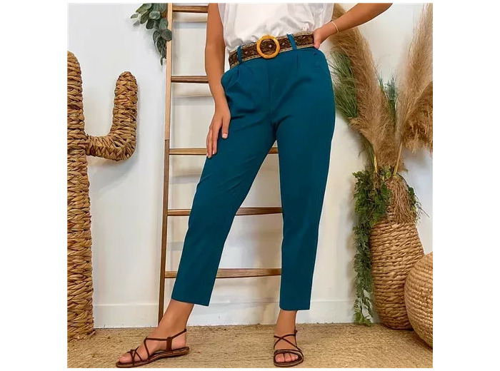 L750- Pantalon coupe fuseau (TU) 🇮🇹 (bleu canard)