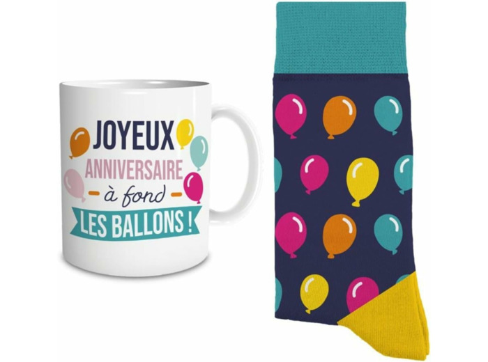STC coffret mug et chaussettes "Joyeux anniversaire"