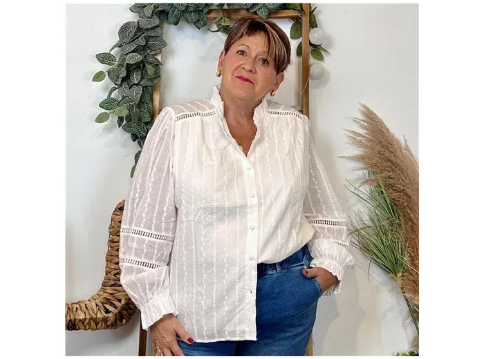 K100- Chemise Brodée By One (T40-T48) (blanc)