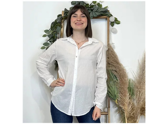 K503- Chemise fluide coton (Tu) 🇮🇹 (blanc)