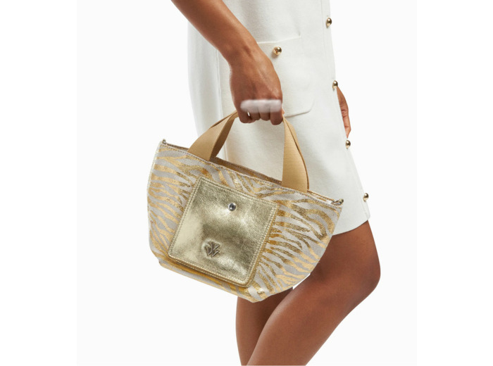 Petit cabas zébré or à pochette dorée - Maelys - Vanessa Wu
