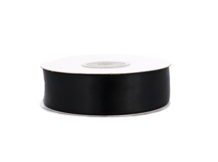 Ruban satin double face 25 mm de large 20 metres de long noir