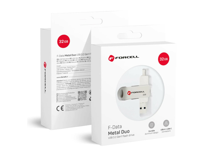 FORCELL F-DATA Clé USB double ports 32/64/128Go (USB, USB-C)