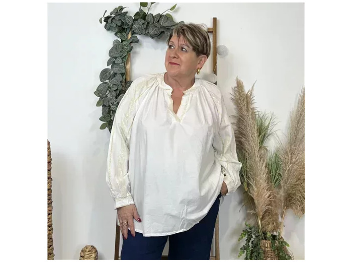 K524- Blouse brodée coton (Gt) 🇮🇹 (blanc)