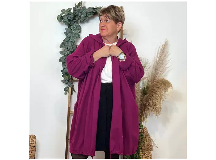 K837- Veste longue en coton (Gt) 🇮🇹 (fuchsia)