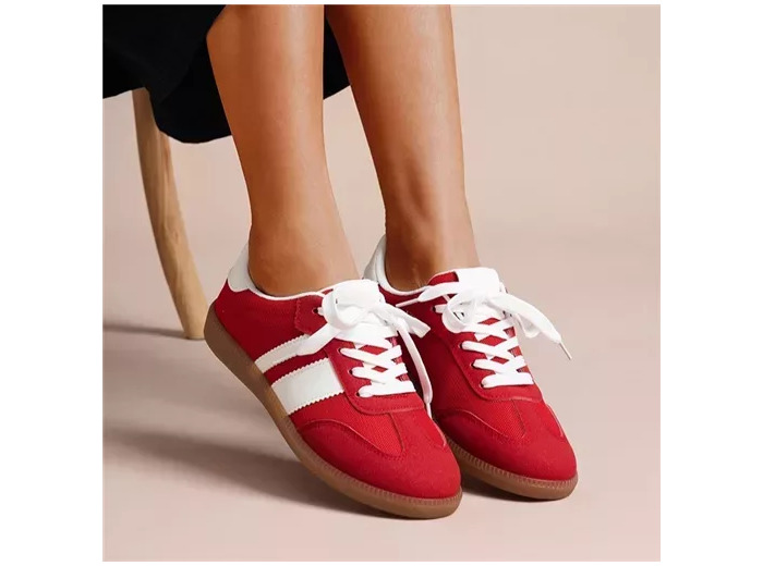 R426- Tennis Basse "Contrastée" (T36-T41) (rouge)