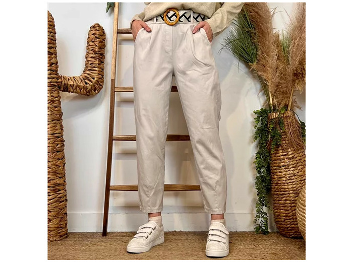 L750- Pantalon coupe fuseau (TU) 🇮🇹 (beige)