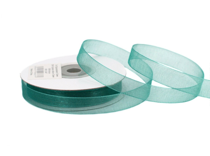 Ruban organza 12 mm de large bobine de 25 metres de long bleu petrol