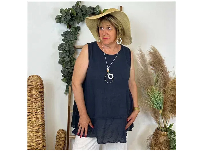 Z158- Debardeur coton (Gt) (marine)