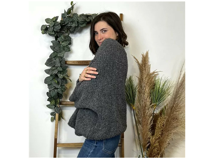 K792- Pull Oversize Maille Bouclette 🇮🇹 (gris)
