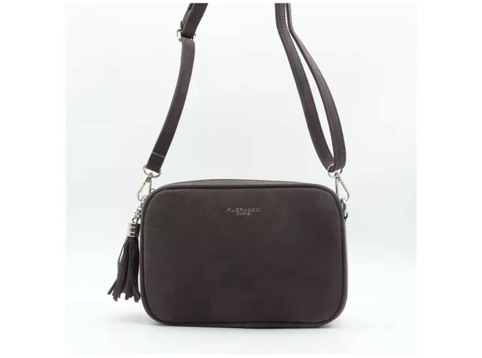 P387- Sac Zippé Pompon aspect Daim Flora & Co (gris)