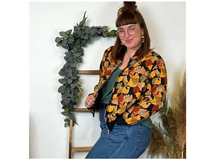 K830- Bomber imprimé Gingko (T40-T48) (camel)