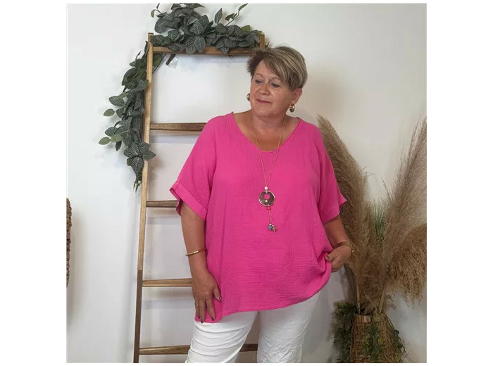 K753- Tunique 100% coton (GT) 🇮🇹 (fuchsia)