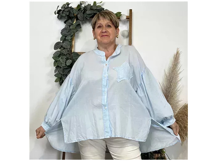 K371- Chemise Loose étoilée ⭐ (Gt) (bleu ciel)