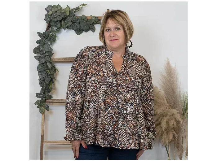 K030- Blouse By.One “Jolies Formes” (T40-T48) (marine)
